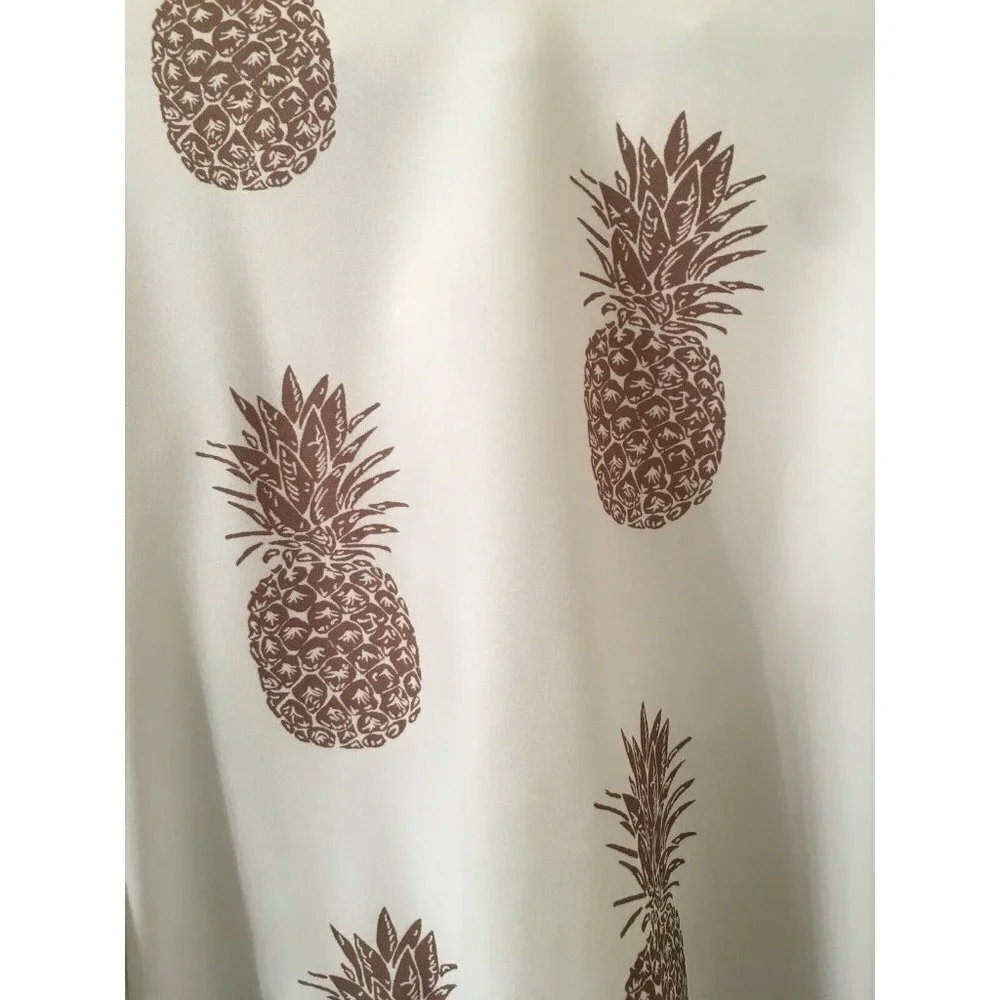 NWT CBR Chic Boutique Rose Pineapple Print BOHO Classic Couture Blouse Top - Picture 12 of 13